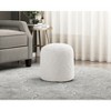 Modern Pouf Off-White Faux Fur Fabric Upholstered Ottoman, Footstool, Non-Slip Floor Pouf, Bean Bag Chair, 1pc Sitting Pouf - 3 of 4