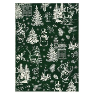 Christmas Area Rug, Tree Snowman Reindeer Print, Washable, Non-Slip, Holiday Indoor Living Room - 1 of 4