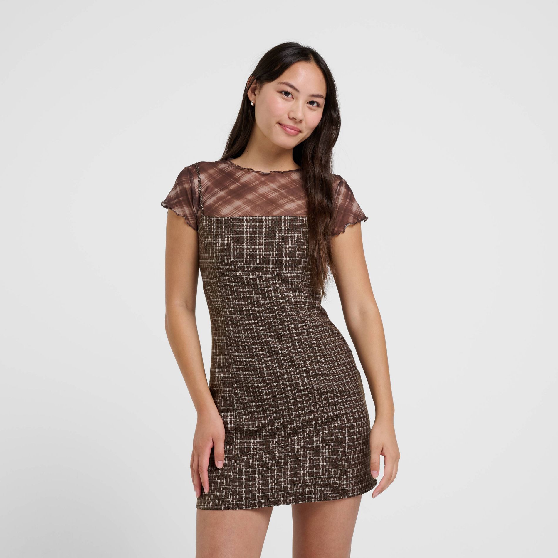 Women's dELiA*s Mini A-Line Dress - Brown Plaid