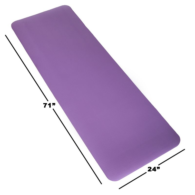 Extra Thick Yoga Mat - 0.5-Inch-Thick Non-Slip Foam Workout Mat for Fitness, Pilates, and Floor Exercises with Carrying Strap by Wakeman (Purple), 4 of 8