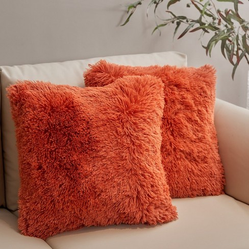 Cheer Collection Set Of 2 Plush Faux Fur Throw Pillows - 18 X 18  (multicolored) : Target