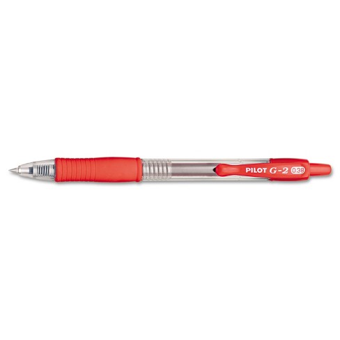Pilot G-2 Retractable Gel Pens, Fine Point, 0.7 mm, Clear Barrels, Red Ink, Pack of 4