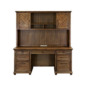 Martin Furniture Porter Traditional Wood Hutch With Doors Brown: 44" High, No Assembly, 68.5" Wide - 1 of 4