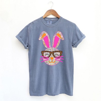 Simply Sage Market Women\'s Sparkle Bunny With Glassess Short Sleeve Garment  Dyed Tee - S - Bluejean : Target