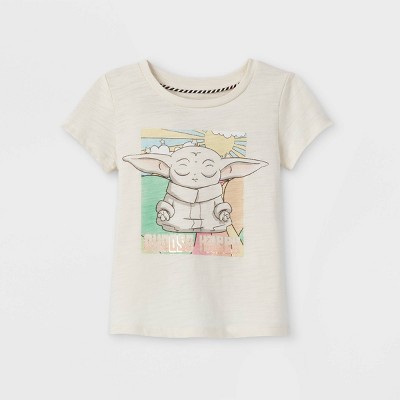 Toddler Girls' Star Wars Baby Yoda Short Sleeve Graphic T-Shirt - Off-White