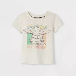 Toddler Girls' Star Wars Baby Yoda Short Sleeve Graphic T-Shirt - Off-White