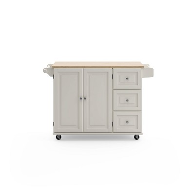 Homestyles Dolly Madison Sage Green Kitchen Cart with Natural Wood Top