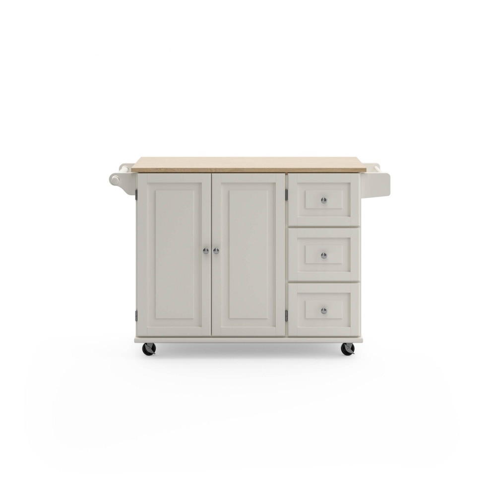 Photos - Other Furniture Dolly Madison Kitchen Cart with Wood top Off White - Home Styles