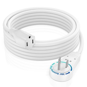 Maximm Cable 360° Rotating Flat Plug Extension Cord, 3 Prong Power Cord UL Certified - 1 of 4