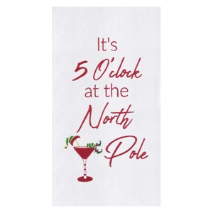C&F Home "It's 5 O'clock At The North Pole" Martini Drinking Holiday Christmas Embroidered Flour Sack Kitchen Towel - 1 of 4