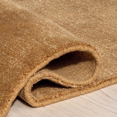 Handmade Wheat Solid Wool Rectangular Area Rug, 5' x 8'