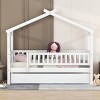 Twin Size Wooden House Bed with Twin Size Trundle, Children House Bed with Spacious Storage and Headboard, Bed with Wood Frame-Baofuwish - 3 of 4