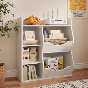 GustoWave 3-Tier Kids Bookshelf - Toddler Book Display Shelves for Classrooms, Playrooms 5 Compartment Bookshelf & Toy Shelf for Bedroom, Living Room - 1 of 4