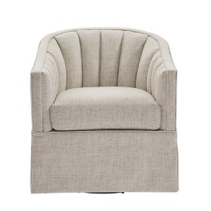 PAGED Swivel Accent Chair Modern Living Room Chairs with Vertical Channel Tufted Back and Metal Swivel Mechanism for Office - 1 of 4