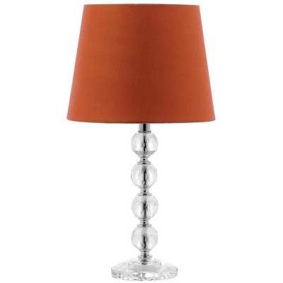 Harlow 16" Luxe Crystal Tiered Table Lamp Set, Transparent with Orange Shade