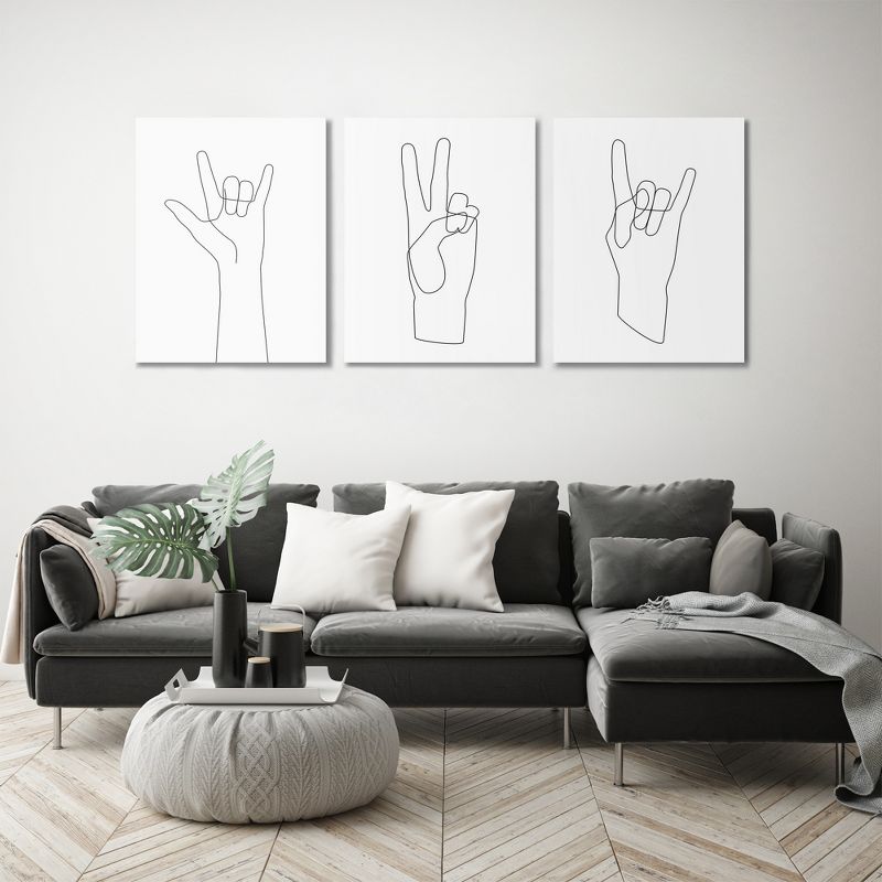Americanflat Modern Hand Line Drawings By Explicit Design Triptych Wall Art - Set Of 3 Canvas Prints, 5 of 7