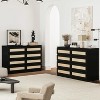 Jojoka Chic 8-Drawer White Rattan Dresser with Smooth Metal Slides – Versatile Modern Wood Chest for Bedroom, Living Room, Entryway & TV Stand - 3 of 4