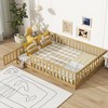 KTMBDW Twin/Full Floor Bed for Children, Sturdy Wood Montessori Bed Frame with Wood Slats, Fence & Door, Montessori Floor Bed for Girls and Boys - 3 of 4