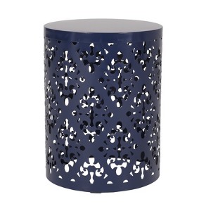 NAYSAYE Outdoor Patio End Table, Metal Side Table, Decorative Garden Stool for Home Lawn Garden Patio, Blue, 13.75"*13.75"*18" - 1 of 4