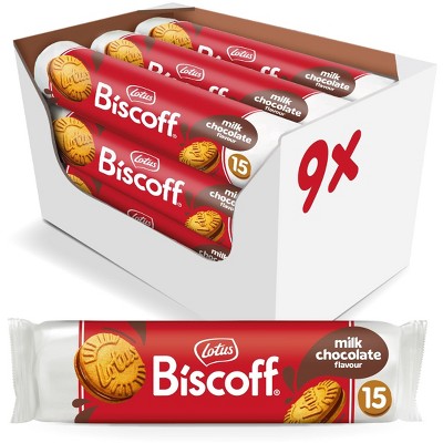 Lotus Biscoff Sandwich Cookies, Milk Chocolate Cream, 15 Cookies Per Pack (pack Of 9)