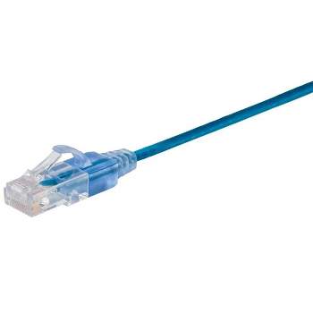 Monoprice Cat6A Patch Ethernet Cable 7 Feet Blue UTP, 30AWG, 10G, Pure Bare Copper, Snagless RJ45, For Computer Network Cable, LAN, Modem, Router