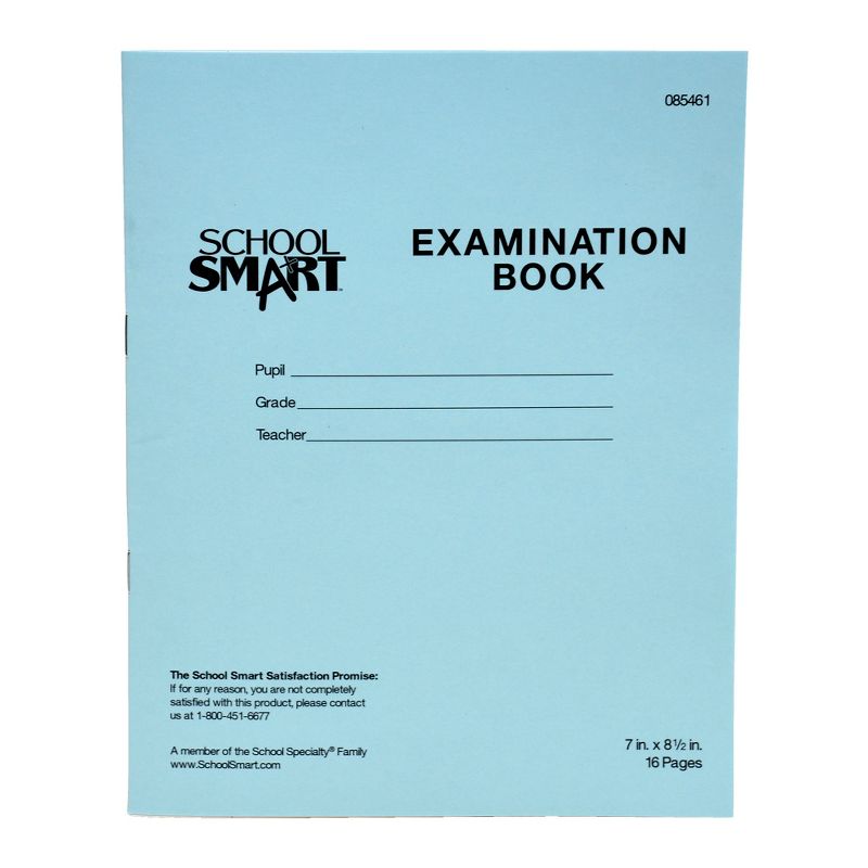 School Smart Examination Blue Books, 7 x 8-1/2 Inches, 16 Pages, Pack of 50, 1 of 4