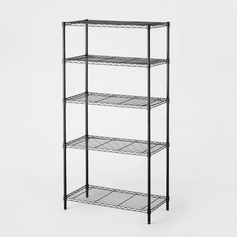 Mount-It! 5 Tier Metal Shelving Unit Black