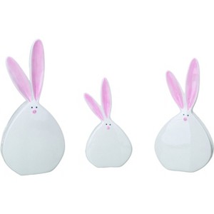 Transpac Ceramic 12 in. Easter Pom-Pom Tail Bunny Set of 3 - 1 of 2