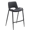 Faux Leather Counter Stool 35.6" H, Black With Powder Coated Steel Frame and Armrests by Zuo Modern (Set of 2) - 3 of 4