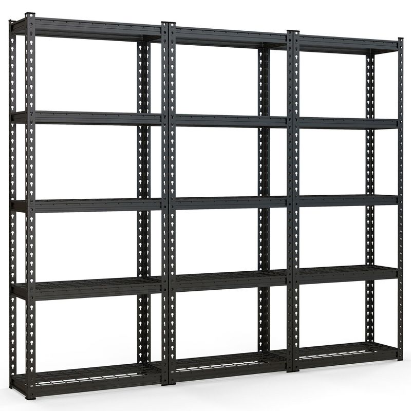 Tangkula 3 PCS 5-Tier Metal Shelving Unit Heavy Duty Wire Storage Rack with Anti-slip Foot Pads Black, 1 of 11