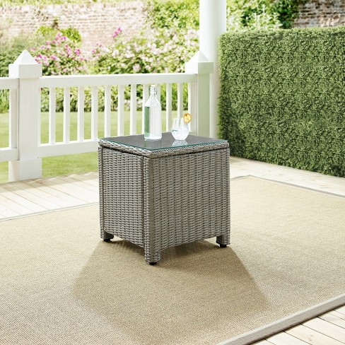 Gray wicker 2025 patio table