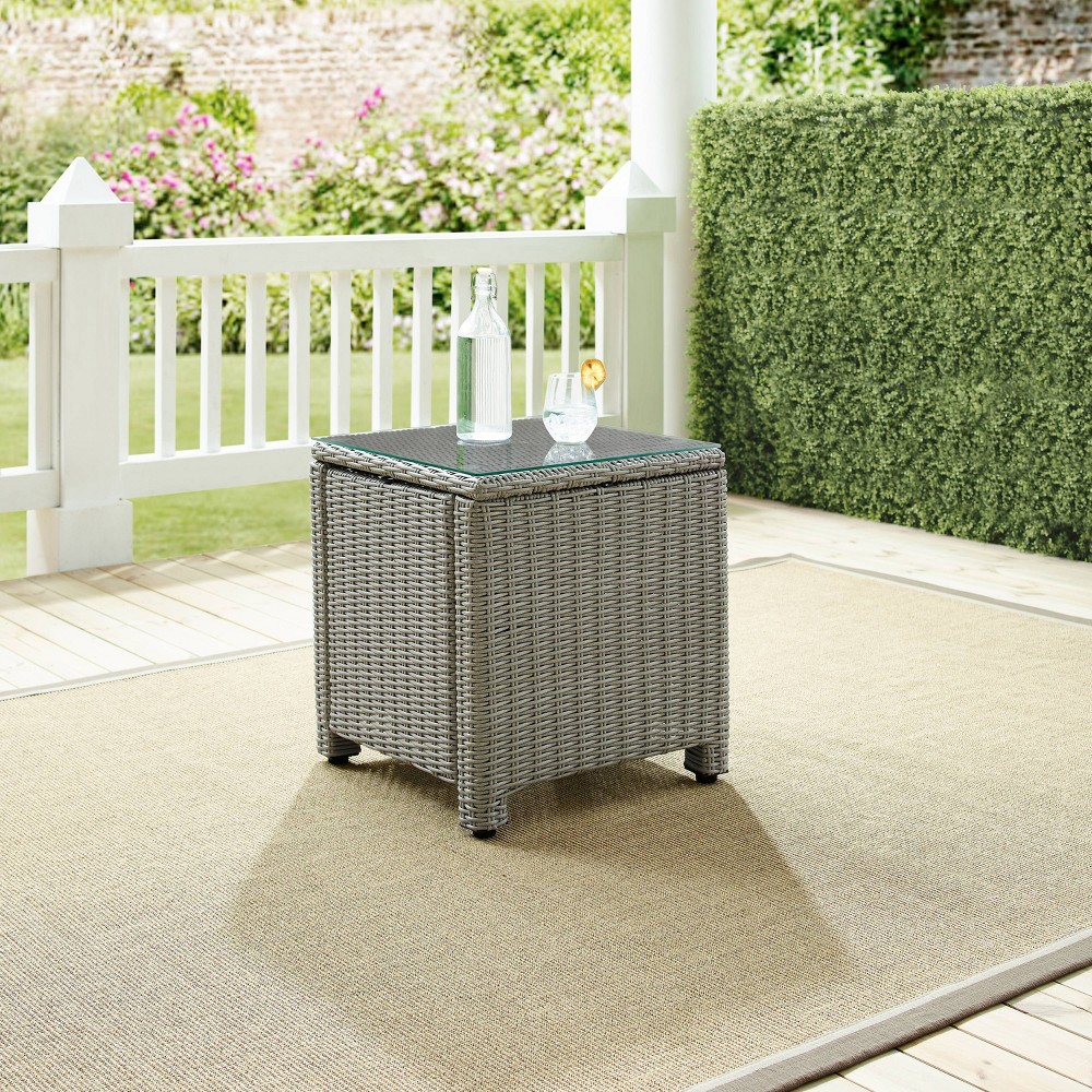 Photos - Garden Furniture Crosley Bradenton Outdoor Wicker Side Table - Gray  