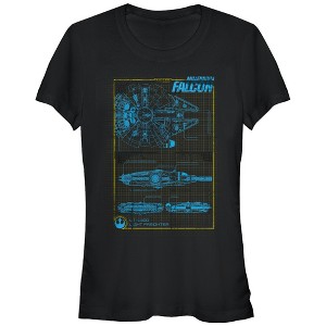 Juniors Womens Star Wars The Force Awakens Millennium Falconprint T-Shirt - 1 of 3