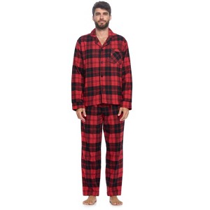 Ashford & Brooks Mens Flannel Plaid Pajamas Long Pj Set - 1 of 4