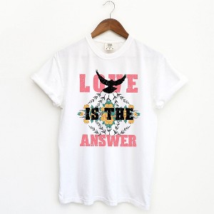 Simply Sage Market Women's Love is The Answer Short Sleeve Garment Dyed Tee - XL - White - 1 of 2