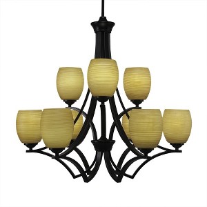 Toltec Lighting Zilo 9 - Light Chandelier in  Matte Black with 5" Cayenne Linen Shade - 1 of 1