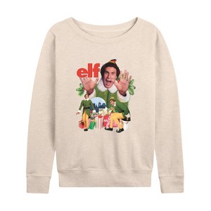 Women's - ELF - Christmas Merch Tee Lightweight French Terry Wide Neck Long Sleeve Shirt - 1 of 4