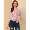 INSPIRE CHIC Women's Elbow Sleeves Boat Slim Fit Casual Stripe Animal Print Multi Floral Pattern T-Shirt - 3 of 4