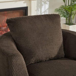 Gulches Compressible 360¡ã Swivel Accent Chair, Dark Brown Faux Fur Upholstered Lounge Chair - 1 of 4