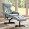 BenchMaster Newport Sky Blue Faux Leather Recliner Chair Modern with Ottoman Footrest Ergonomic Manual Reclining for Bedroom Home - 2 of 4