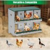 Chicken Nesting Box, 1/2/3-Tier Metal Egg Laying Box with Large Vented Compartments, Heavy-Duty Hen Egg Collector, Orange/Green - 4 of 4