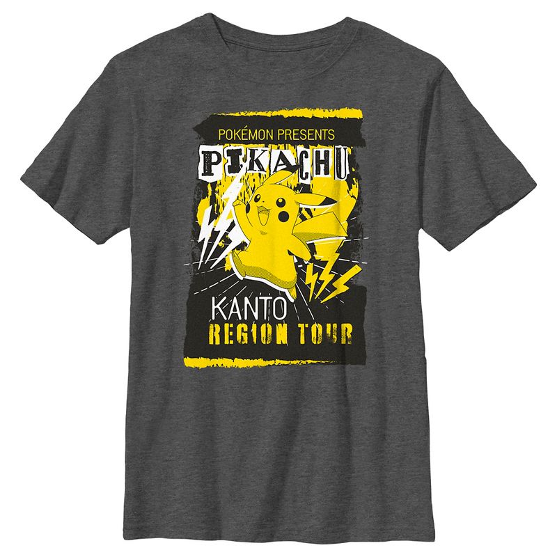Boy's Pokemon Pikachu Kanto Region Tour Poster T-Shirt, 1 of 6