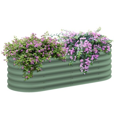 Outsunny Galvanized Raised Garden Bed Kit, Metal Planter Box with Safety Edging