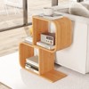 Tangkula Bamboo Geometric Bookshelf 2-Tier S-Shaped Bookcase w/ Anti-tipping Device - 2 of 4