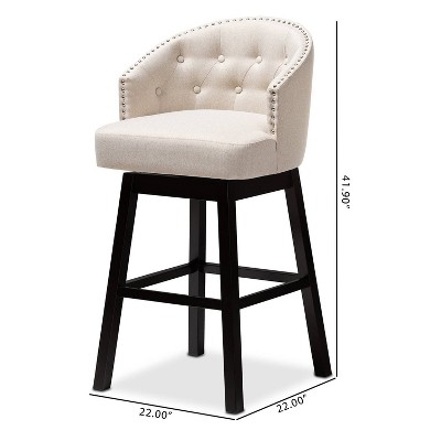 Theron 42" Brown Wood and Leather Swivel Barstool Set