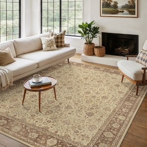 ABYNOW Area Rug Machine Washable, Non Slip, Boho Vintage Print for Living Room - 1 of 4