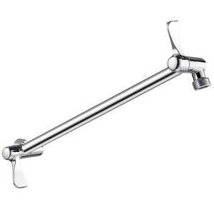 Cobbe 11" Shower Extension Arm, G1/2" Fitted Solid Brass Shower Arm Wall-mounted, 360° Adjustable Angle Rain Shower Head Arm Extender, Chrome - 1 of 4