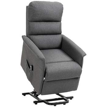 HOMCOM Power Lift Assist Recliner Chair for Elderly with Remote Control, Linen Fabric Upholstery