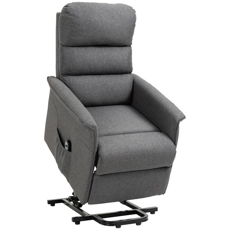 HOMCOM Power Lift Assist Recliner Chair for Elderly with Remote Control, Linen Fabric Upholstery, 1 of 9