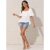 INSPIRE CHIC Women's Square Neck Puff Sleeve Ruffle Trim Blouses - 4 of 4